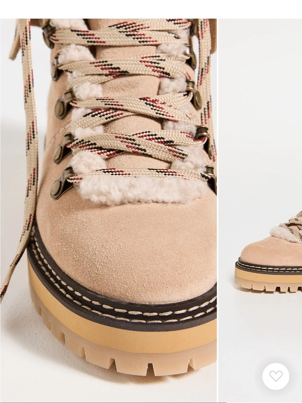 See By Chloe Suede Sherpa-Lined Hiker Boots - Beige